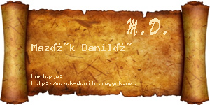 Mazák Daniló névjegykártya